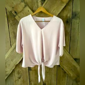 PINK CROP TIE BLOUSE